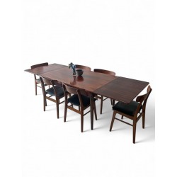 Danish Extension table with 2 leaves in dark timber id 79