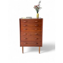 Danish Teak Tall Boy with half moon handles id 53