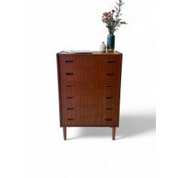 Slimline Danish Tall boy 665 wide with embossed handles