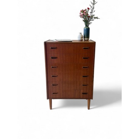 Slimline Danish Tall boy 665 wide with embossed handles