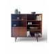 Mid Century Danish Modern Slim Bookcase with Lower Bar Unit with Key id 13