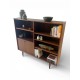 Mid Century Danish Modern Slim Bookcase with Lower Bar Unit with Key id 13