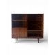 Mid Century Danish Modern Slim Bookcase with Lower Bar Unit with Key id 13