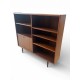 Mid Century Danish Modern Slim Bookcase with Lower Bar Unit with Key id 13