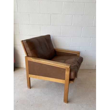 Illum Wikkelso Easy Chair in solid Oak with Danish Leather