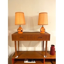 Pair of Mid Century Orange Lamps.