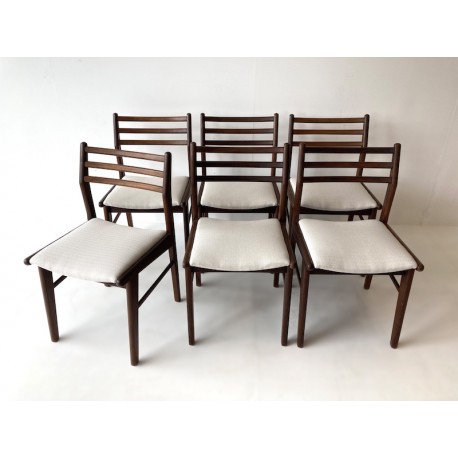 Set of 6 Dark Teak Danish Dining Room Chairs
