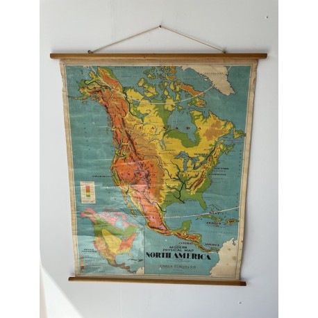 Vintage School Map of North America