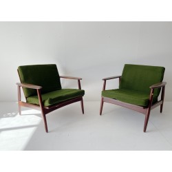 Danish Modern Sculpted Teak Lounge Chairs by John Bone