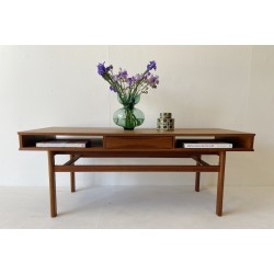 Danish Teak Coffee Table with open spaces for book/magazine storage id 8