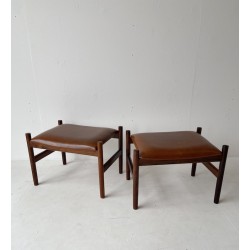 Pair of Spottrup Rosewood Footstools with original leather upholstery id 36