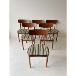 Set of 6 Danish Teak Dining Room Chairs with upholstered seat base. ID 16