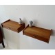 Pair of floating teak bedsides with brass hand pull. id 33